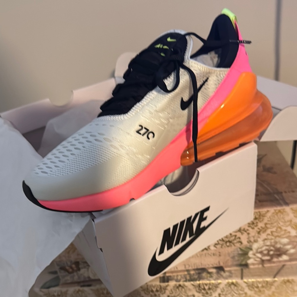 Nike Air Max 270 White Pink Orange Sneakers